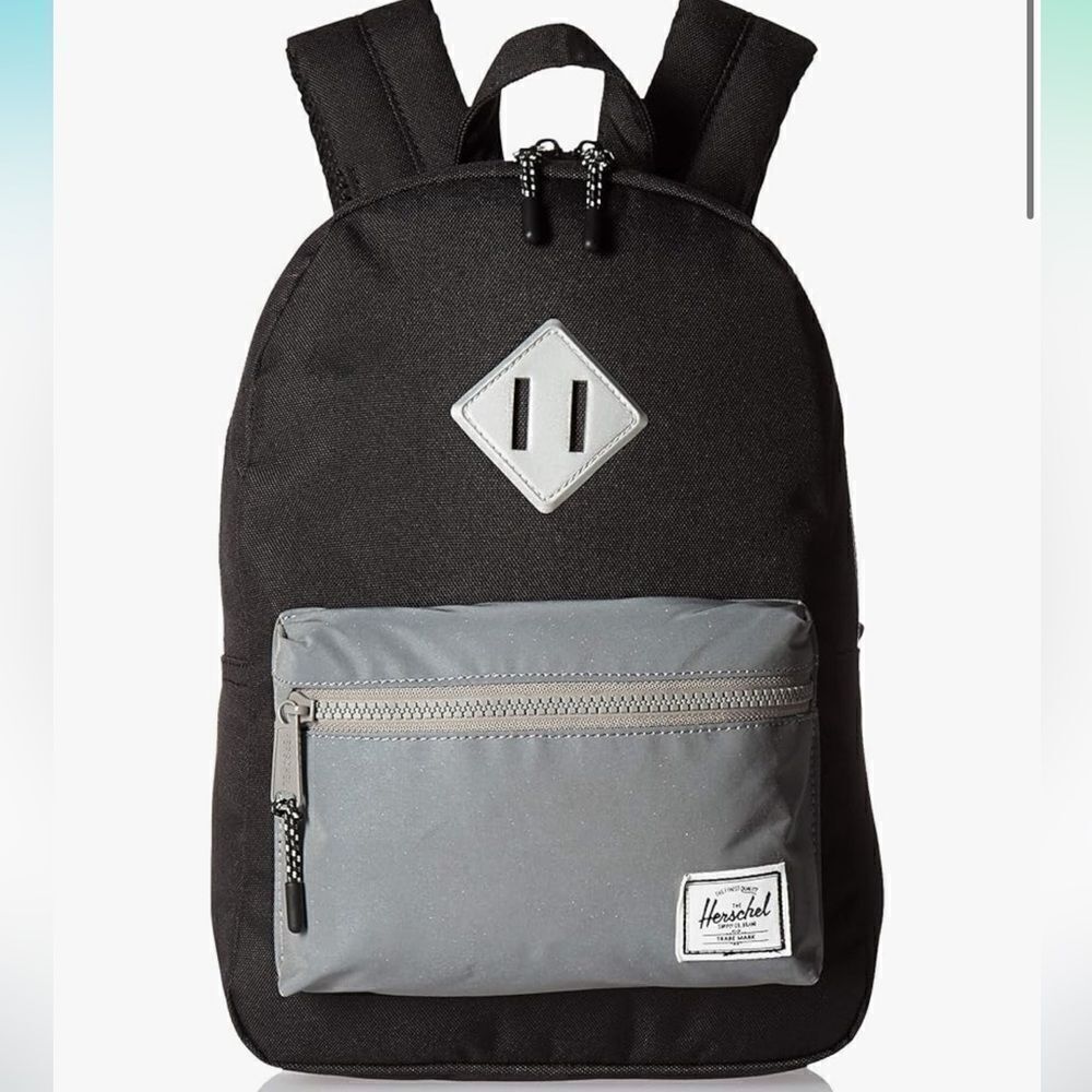Herschel Supply Co. Heritage Kids Black Reflective Rubber Mini Backpack Bag